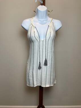 Laju Los Angeles Navy White Sleeveless Striped V Neck Top Size S New With Tag